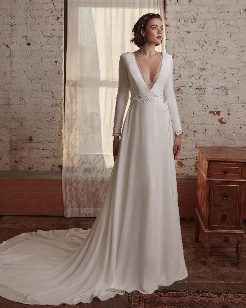 Lp2125 sexy boho wedding dress with long sleeves and open back1